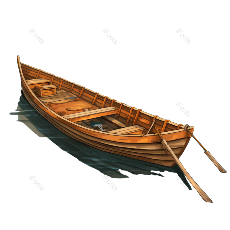 浪漫图片,湖水元素,小船PNG,木头免抠素材